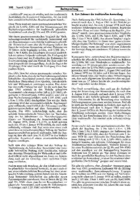 Vorschauseite 6: Keine Aufnahme eines nach dem 01.08.1961 in Verkehr gebrachten Medikaments in Traditionsliste