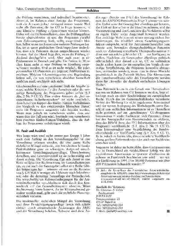 Vorschauseite 5: Die Compassionate Use-Verordnung — mehr Fragen als Antworten?