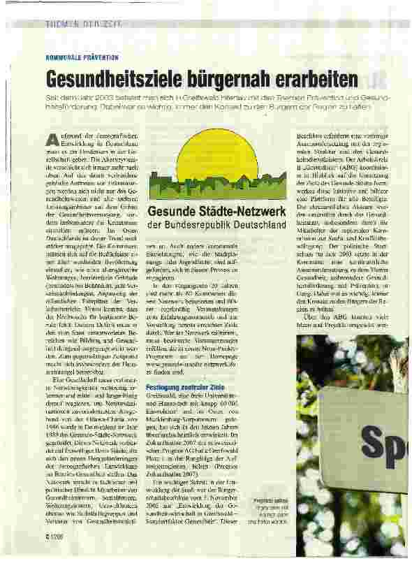 Vorschauseite 1: Gesundheitsziele bürgernah erarbeiten