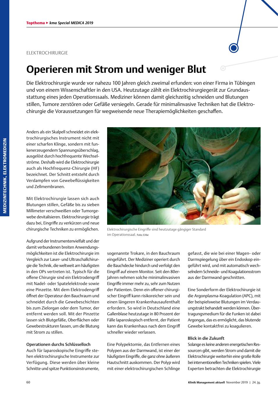 Vorschauseite 1: Elektrochirurgie: Operieren mit Strom und weniger Blut