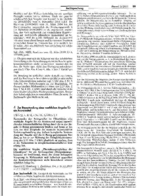 Vorschauseite 3: Zur Versagung einer Nachzulassung AMG §§ 22 II 1 Nrn. 2 u. 3, 25 II; VwGO § 124a IV4, V2