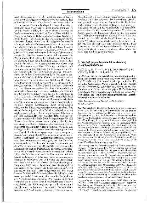 Vorschauseite 1: Verstoß gegen Arzneimittelpreisbindung (Zuzahlungsgutscheine)