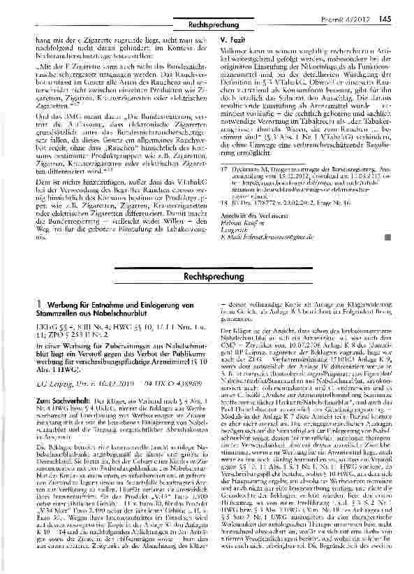 Vorschauseite 1: Werbung für Entnahme und Einlagerung von Stammzellen aus Nabelschnurblut