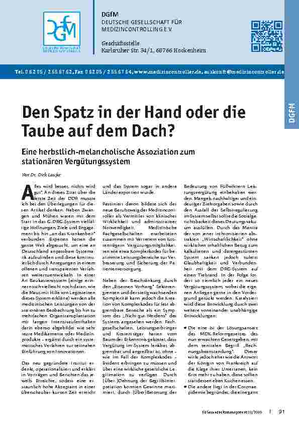 Vorschauseite 1: Den Spatz in der Hand oder die Taube auf dem Dach?