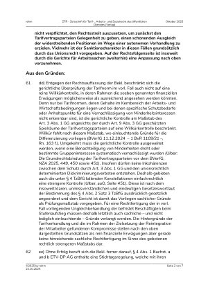 Vorschauseite 2: I. Tarifrecht Unzulässige Benachteiligung befristet beschäftigter Arbeitnehmer