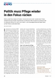 Vorschauseite 1: Politik muss Pflege wieder in den Fokus rücken.