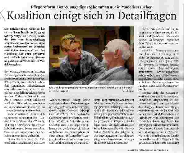 Vorschauseite 1: Koalition einigt sich in Detailfragen