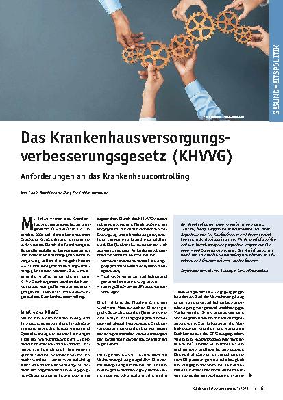 Vorschauseite 1: Das Krankenhausversorgungsverbesserungsgesetz (KHVVG) Anforderungen an das Krankenhauscontrolling