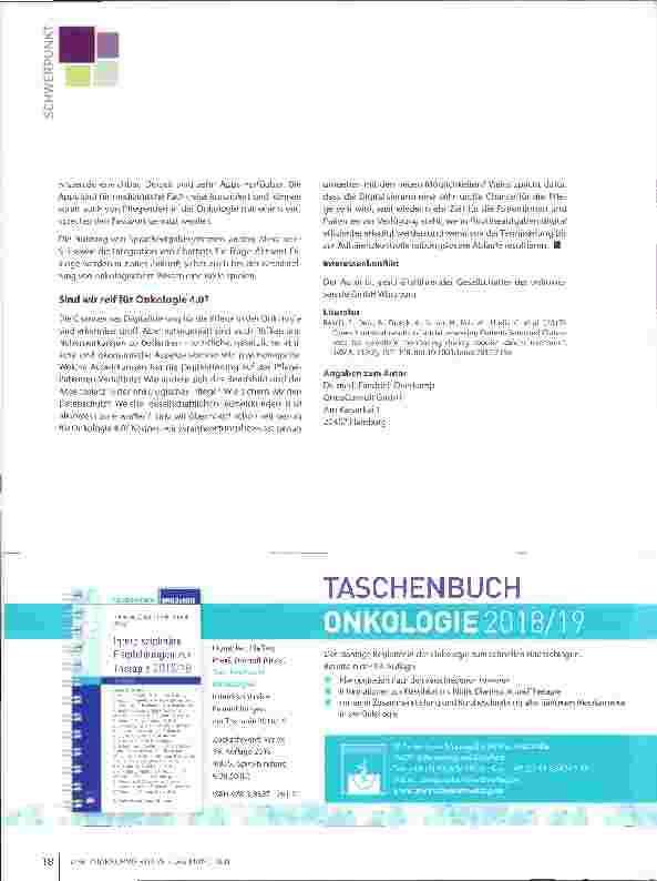Vorschauseite 3: Onkologie 4.0: Chancen für die Pflege