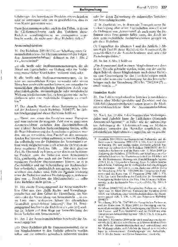 Vorschauseite 3: Arzneimittel - Medizinprodukt — CE-Kennzeichnung - Einstufung von ErzeugnissenRL 93/42/EWG/Art. 18, 8, 1 II a, 1 V c