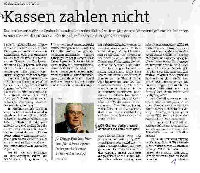 Vorschauseite 1: Kassen zahlen nicht