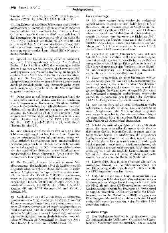 Vorschauseite 6: Zur Einstufung von Erzeugnissen mit CE-Kennzeichnung - Arzneimittel -Medizinprodukt (Gynocaps) RL 2001/83/EG Art. 1 Nr. 2 b; AEUV Art. 267; MPG § 3 Nr. 1; AMG § 3 I