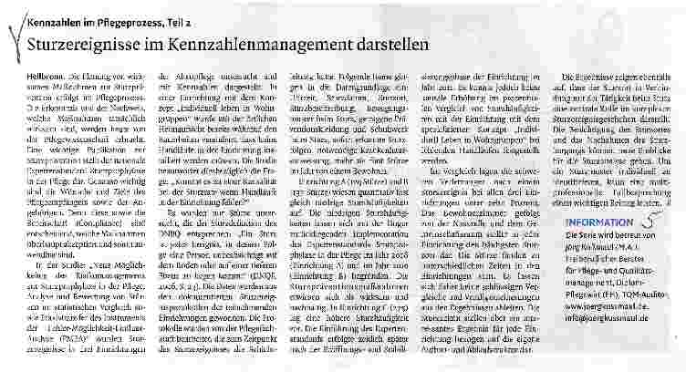 Vorschauseite 1: Kennzahlen im Pflegeprozess,Teil 2 Sturzereignisse im Kennzahlenmanagement darstellen