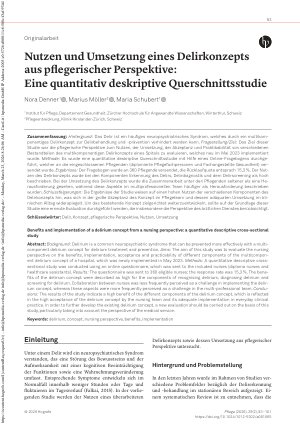 Vorschauseite 1: Nutzen und Umsetzung eines Delirkonzepts aus pflegerischer Perspektive: Eine quantitativ deskriptive Querschnittsstudie