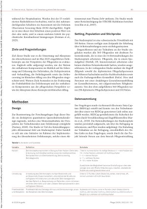 Vorschauseite 3: Nutzen und Umsetzung eines Delirkonzepts aus pflegerischer Perspektive: Eine quantitativ deskriptive Querschnittsstudie