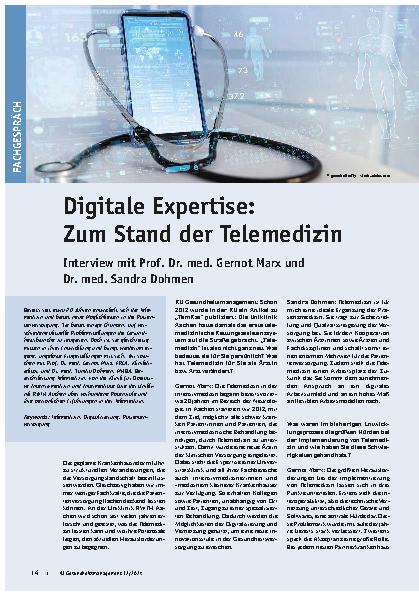 Vorschauseite 1: Digitale Expertise: Zum Stand der Telemedizin