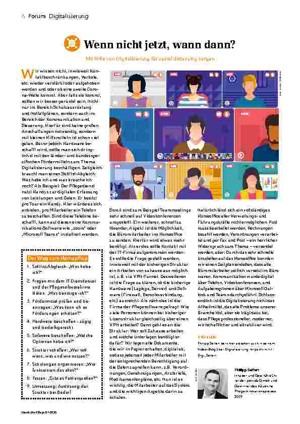 Vorschauseite 1: Wenn nicht jetzt, wann dann? Mit Hilfe von Digitalisierung für Social Distancing sorgen.