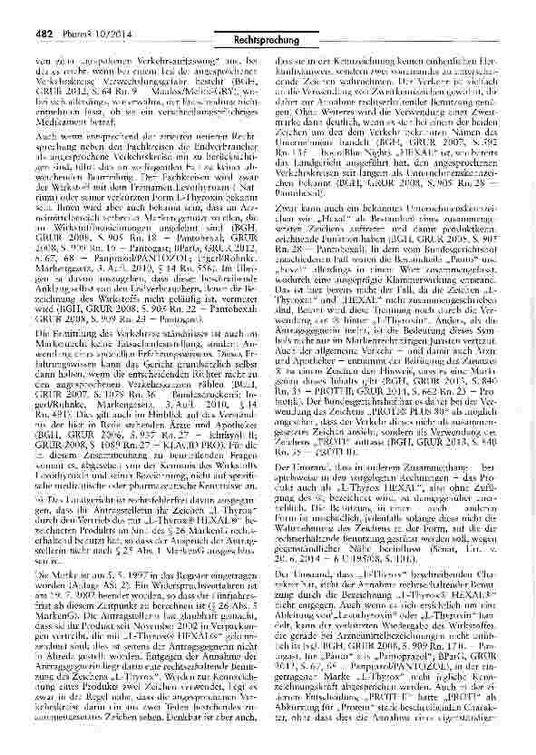 Vorschauseite 5: Markenmäßige Benutzung (L-Thyrox)