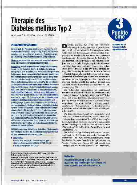 Vorschauseite 1: Therapie des Diabetes mellitus Typ 2