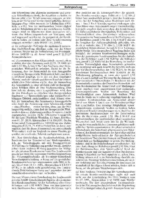 Vorschauseite 6: Erstattung von Arzneimittelkosten in der PKV MB/KK $ 1 I und 2