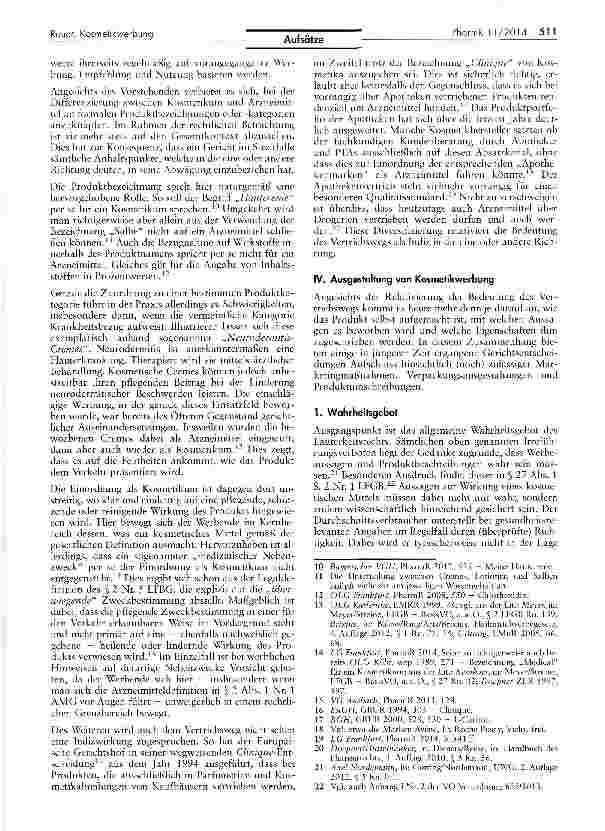 Vorschauseite 3: Kosmetikwerbung und der schmale Grat hin zum Präsentationsarzneimittel
