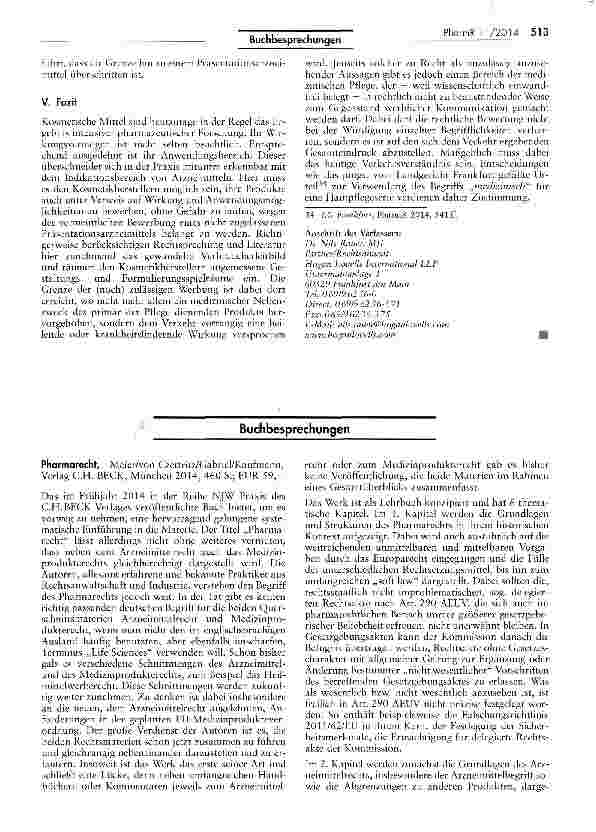 Vorschauseite 5: Kosmetikwerbung und der schmale Grat hin zum Präsentationsarzneimittel