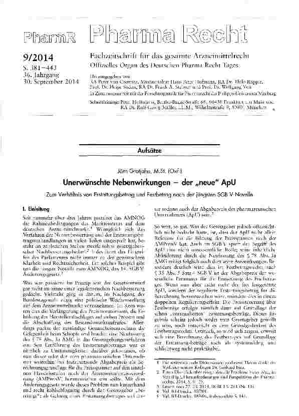 Vorschauseite 1: Unerwünschte Nebenwirkungen - der „neue ApU