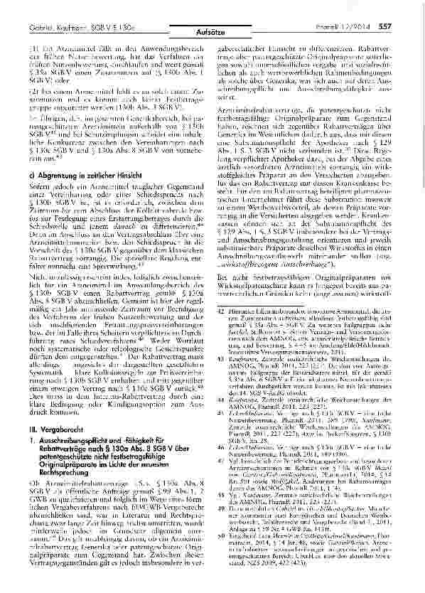 Vorschauseite 5: Zum Spezialitätsverhältnis zwischen Erstattungsvereinbarungen nach § 130c SGB V und Arzneimittelrabattverträgen nach § 130a Abs. 8 SGB V