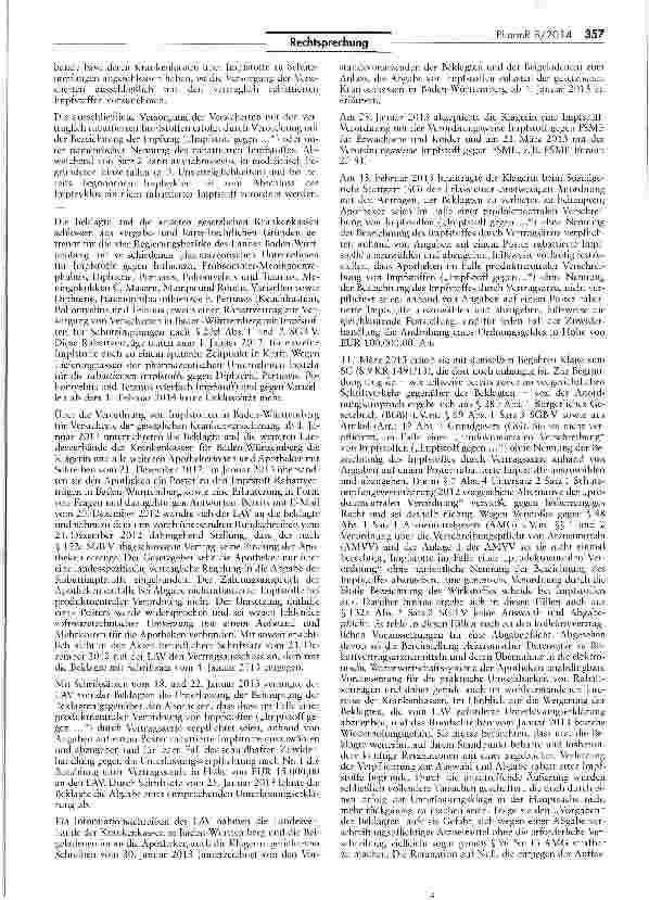 Vorschauseite 2: Produktneutrale Verschreibungen & Rabattverträge mit PharmaunternehmenBGB § 280 I i. V. m. SGB V § 69 I 3
