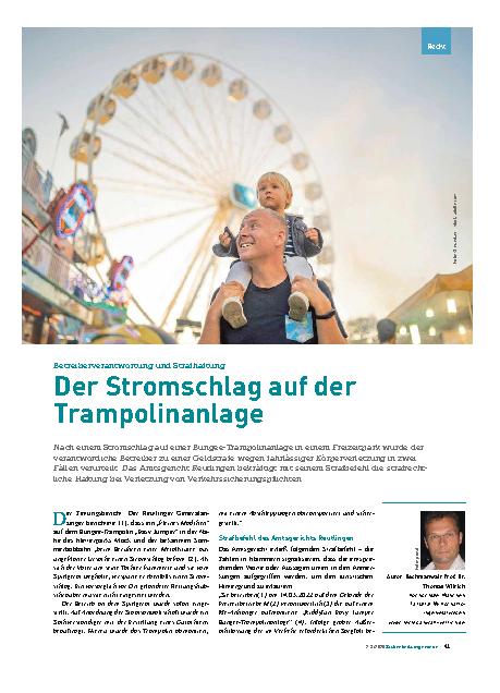 Vorschauseite 1: Betreiberverantwortung und Strafhaftung Der Stromschlag auf der Trampolinanlage