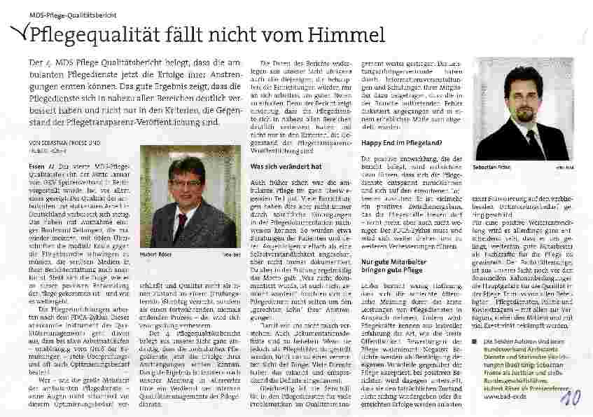 Vorschauseite 1: Pflegequalität fällt nicht vom Himmel