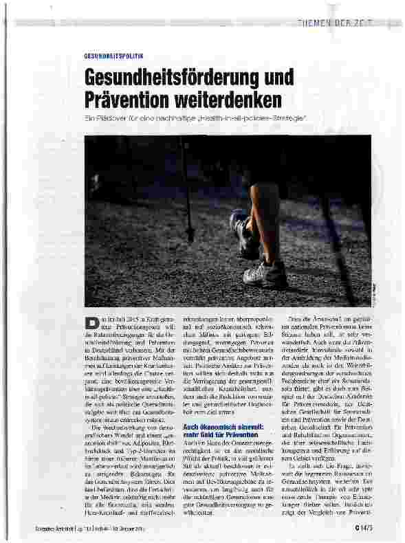 Vorschauseite 1: Gesundheitsförderung und Prävention weiterdenken