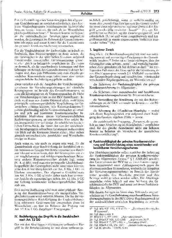 Vorschauseite 5: Verfassungswidrigkeit des Gesetzes über Rabatte für Arzneimittel