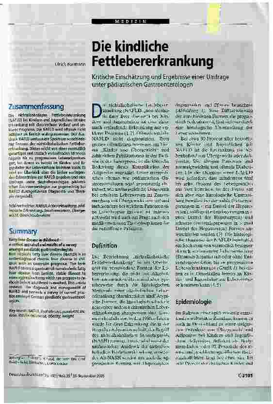 Vorschauseite 1: Die kindliche Fettlebererkrankung