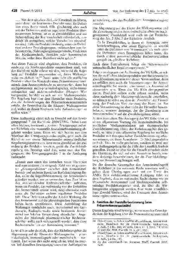 Vorschauseite 4: Zur Bedeutung des § 2 Abs. 3a AMG für die Abgrenzung von Medizinprodukten zu Präsentationsarzneimitteln