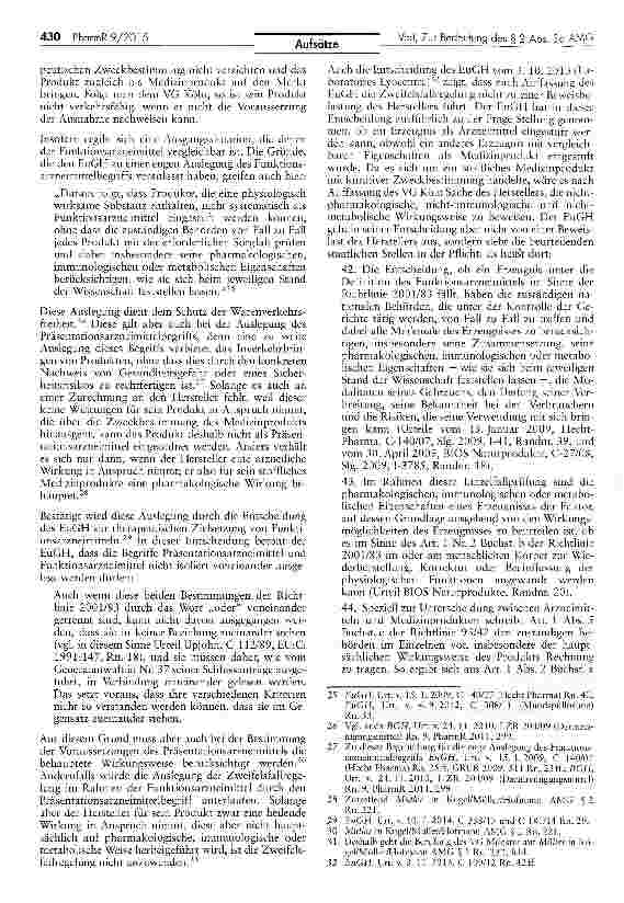 Vorschauseite 6: Zur Bedeutung des § 2 Abs. 3a AMG für die Abgrenzung von Medizinprodukten zu Präsentationsarzneimitteln