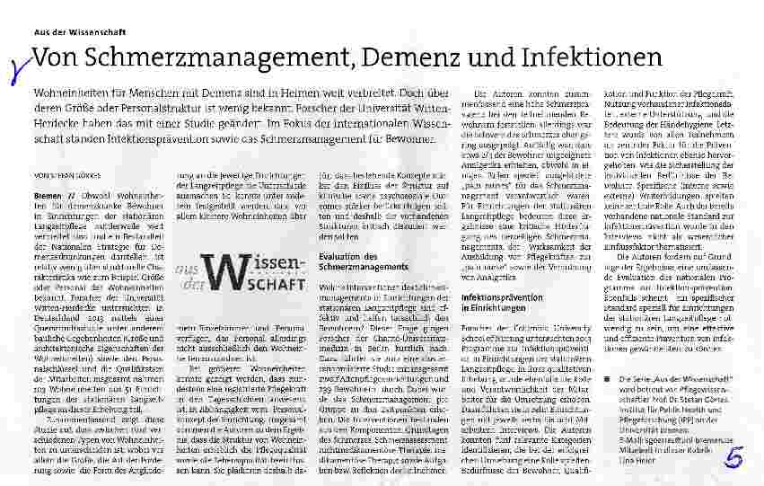 Vorschauseite 1: Von Schmerzmanagement, Demenz und Infektionen