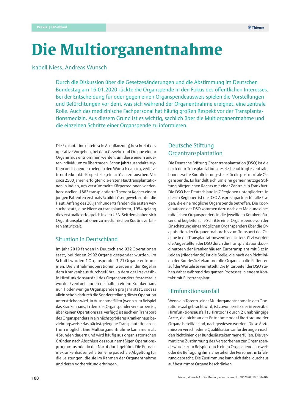 Vorschauseite 1: Die Multiorganentnahme