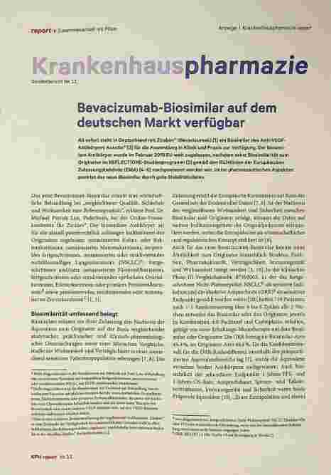 Vorschauseite 1: Bevacizumab-Biosimilar auf dem deutschen Markt verfügbar.
