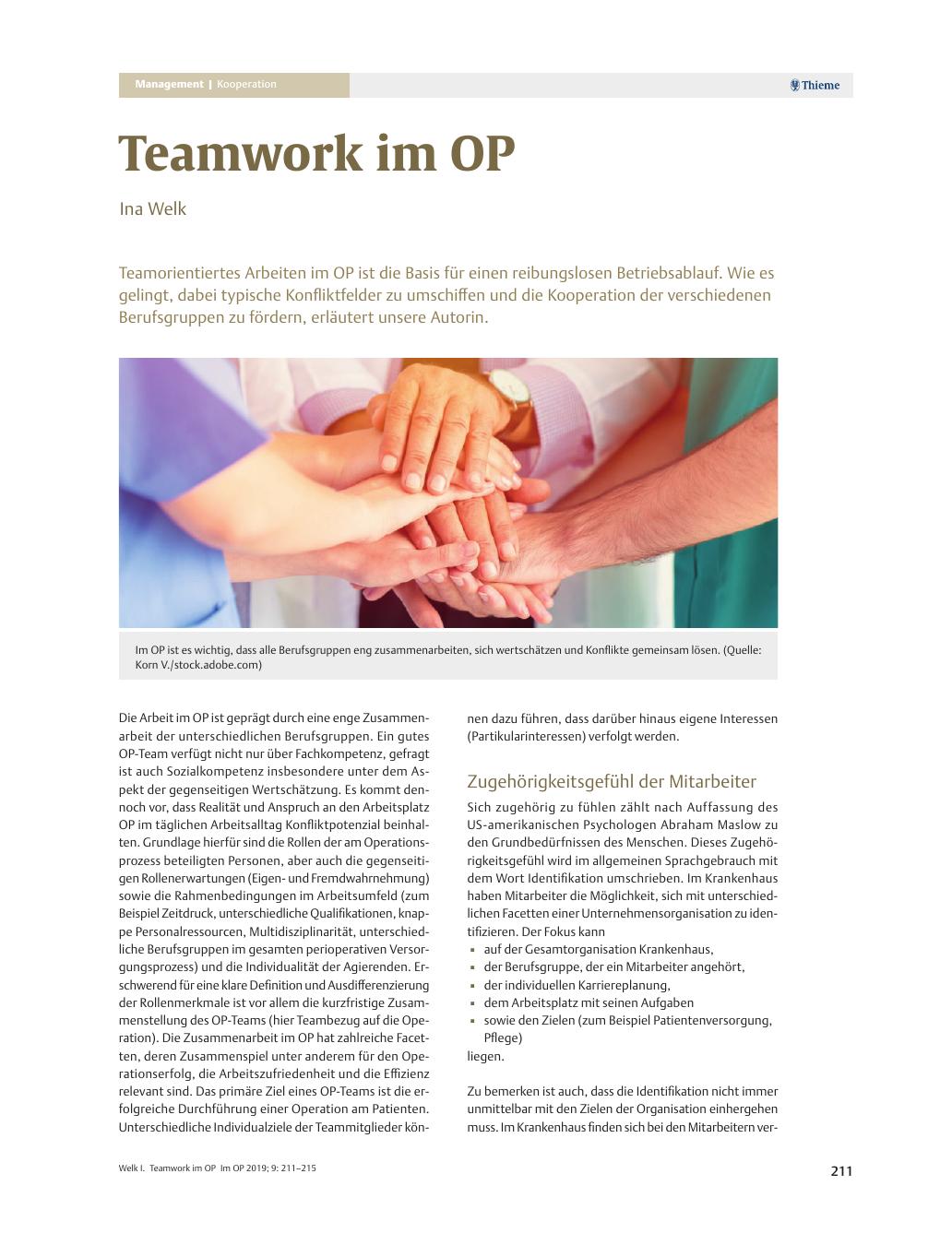 Vorschauseite 1: Teamwork im OP