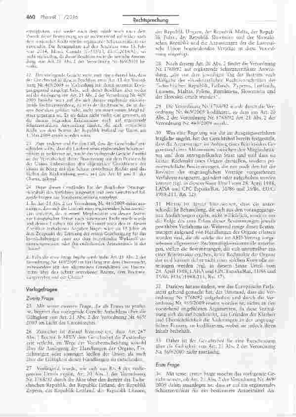 Vorschauseite 3: Unzuständigkeit des Gerichtshofs der Europäischen Union für eine Entscheidung über die Gültigkeit von Art. 21 II VO (EG) Nr. 469/2009
