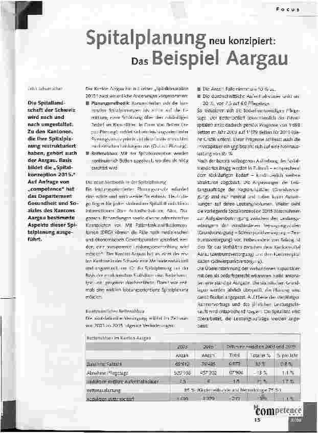 Vorschauseite 1: Spitalplanung neu konzipiert: Das Beispiel Aargau