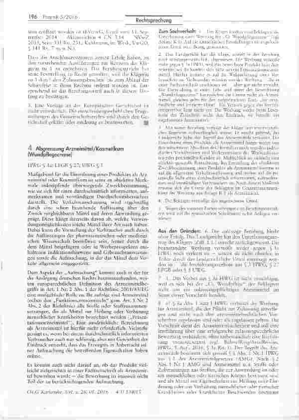 Vorschauseite 1: Abgrenzung Arzneimittel/Kosmetikum (Wundpflegecreme)