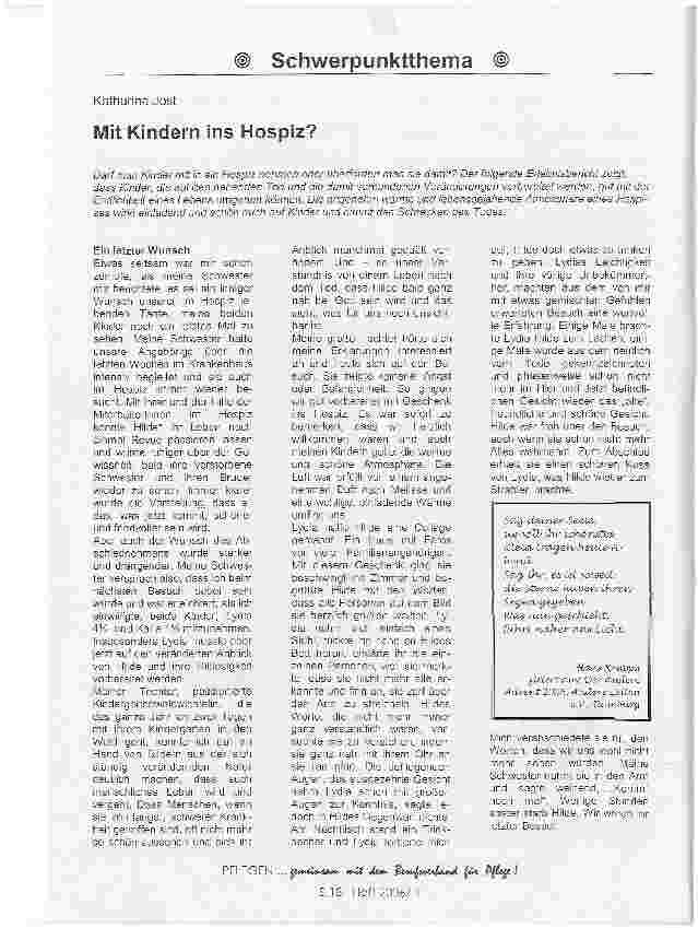 Vorschauseite 1: Mit Kindern ins Hospiz?