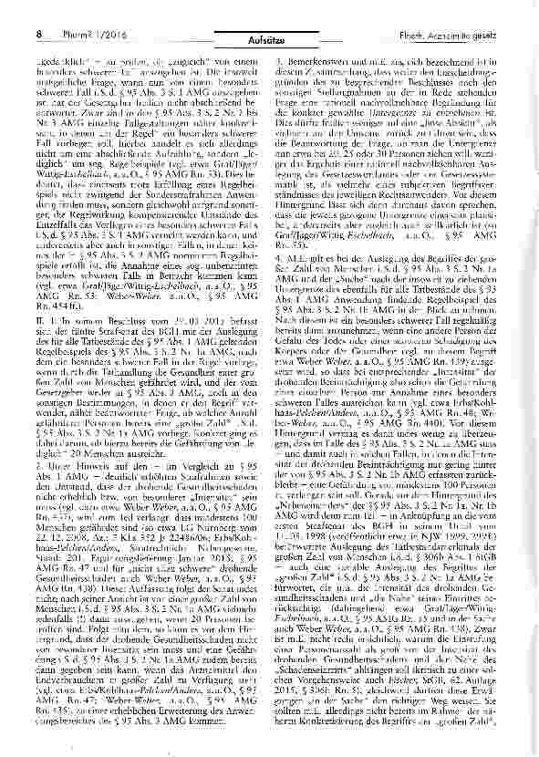 Vorschauseite 2: Gefährdung der Gesundheit einer großen Zahl von Menschen im Sinne des Arzneimittelgesetzes (AMG) Anmerkung zum Beschluss des BGH - 5 StR 549/14
