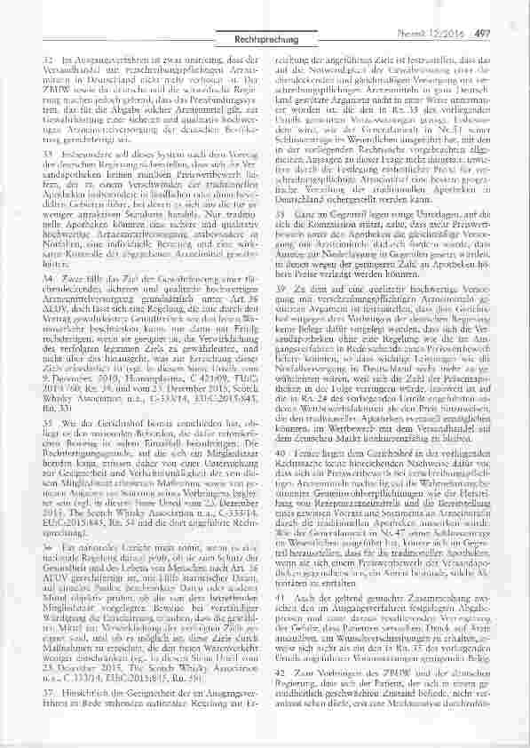 Vorschauseite 4: Deutsche Arzneimittelpreisbindung gilt nicht für holländische Versandapotheke