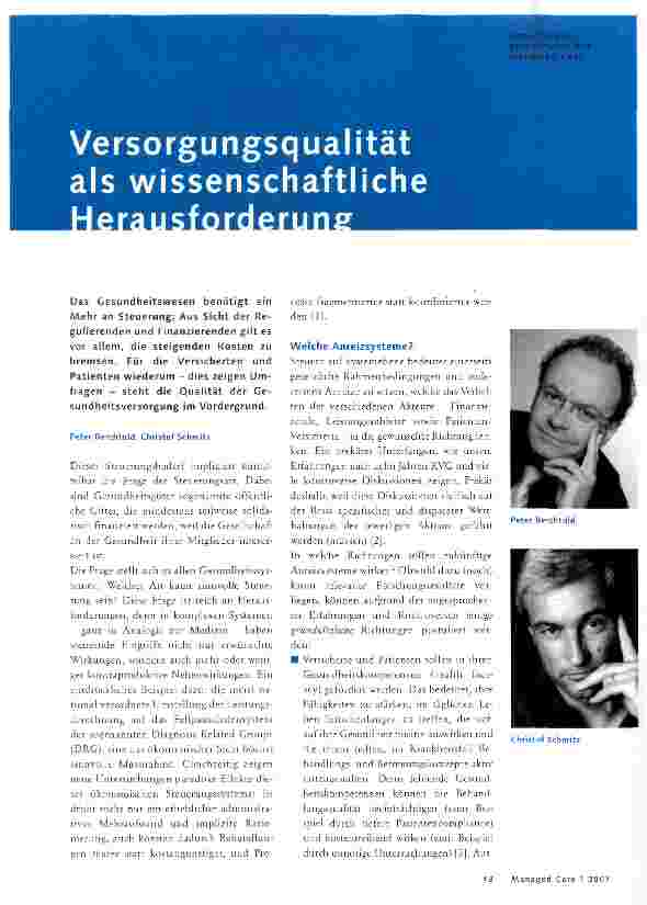 Vorschauseite 1: Versorgungsqualität als wissenschaftliche Herausforderung