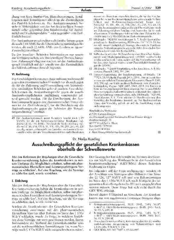 Vorschauseite 1: Ausschreibungspflicht der gesetzlichen Krankenkassen oberhalb der Schwellenwerte