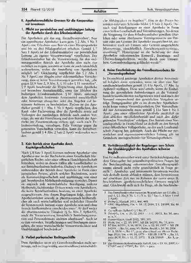 Vorschauseite 2: Versandapotheken im Fokus von Investoren Rechtliche Handlungsspielräume und rote Linien für die Kooperation mit externen Kapitalgebern
