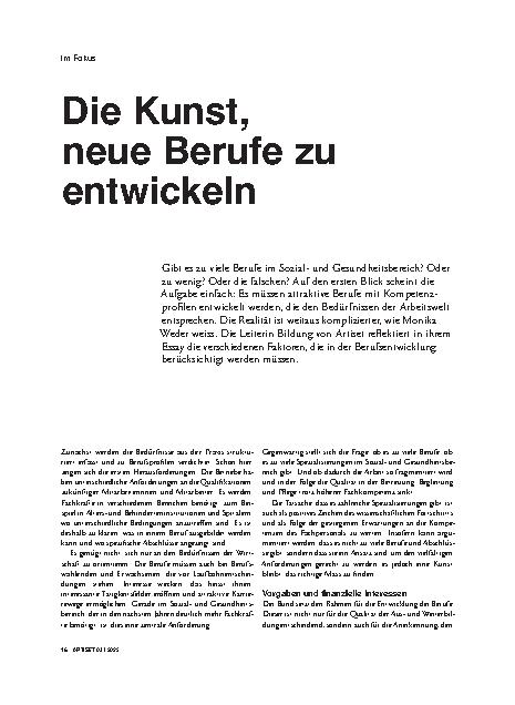 Vorschauseite 1: Die Kunst, neue Berufe zu entwickeln